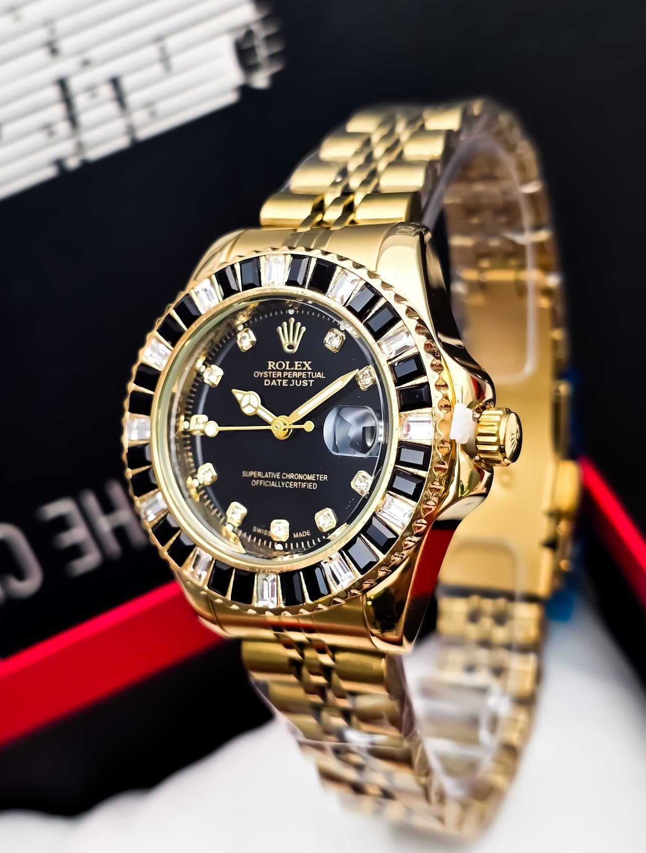 Rolex Diamond Luxe Fondo Negro