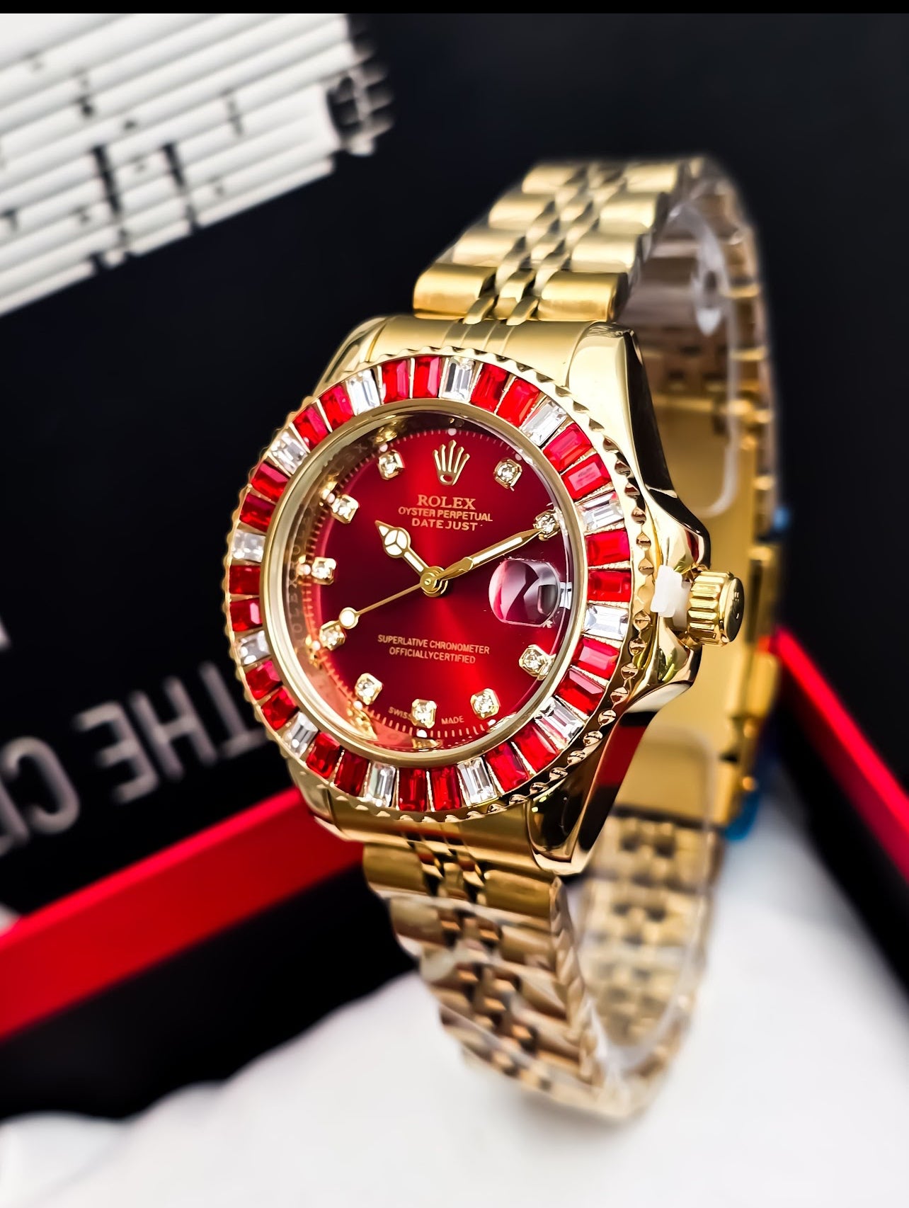 Rolex Diamond Luxe Rojo