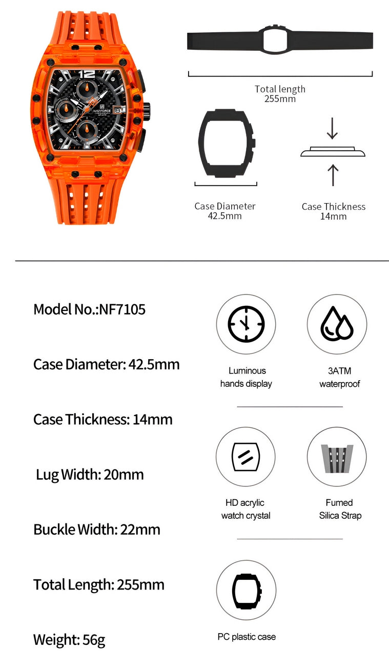 Reloj Naviforce Deportivo Nf7105 Goma Ho
