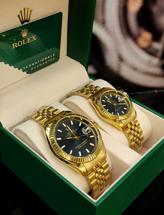 Rolex En Pareja Dorado Fondo N