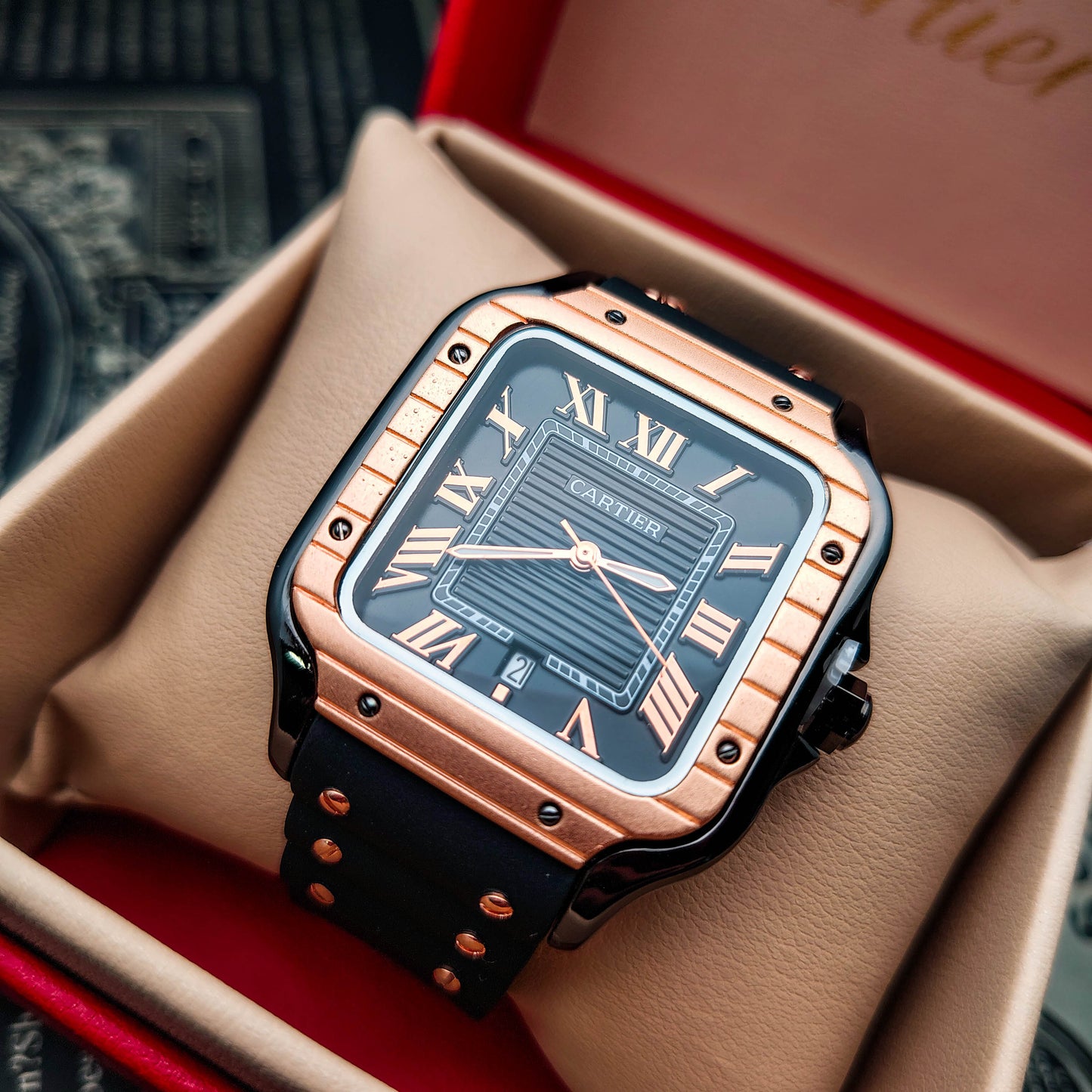 Reloj Cartier Santos Goma