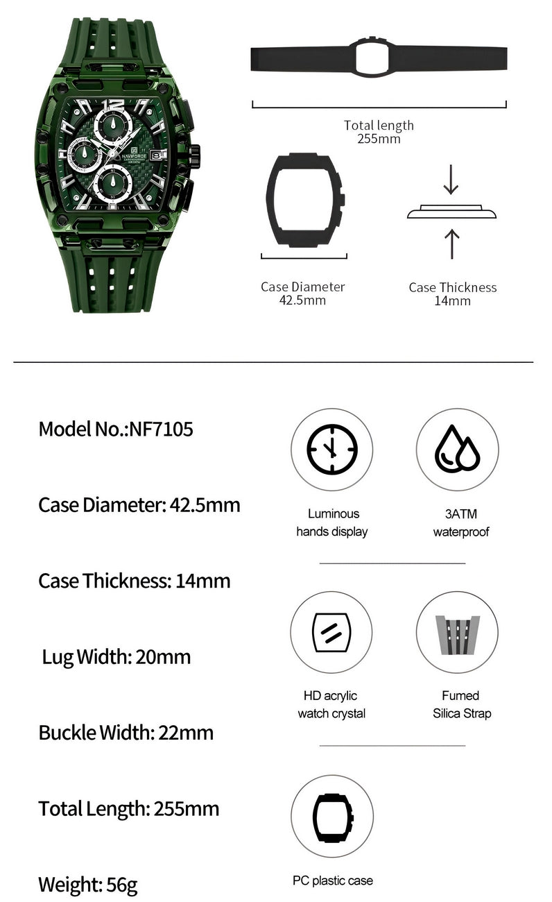 Reloj Naviforce Deportivo Nf7105 Goma Ho